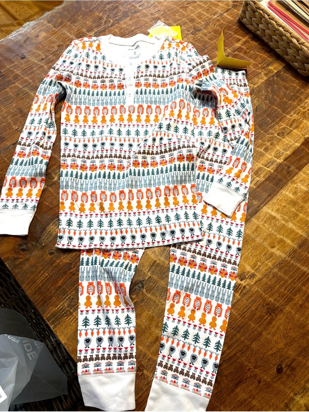 Roller Rabbit Kids Turkey Pajama Set size 8 NWT